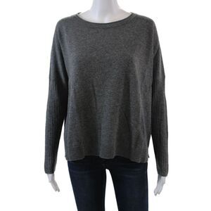Brown Allan Womens Wool Long Sleeve Round Neck Knit Sweater Gray Size XS